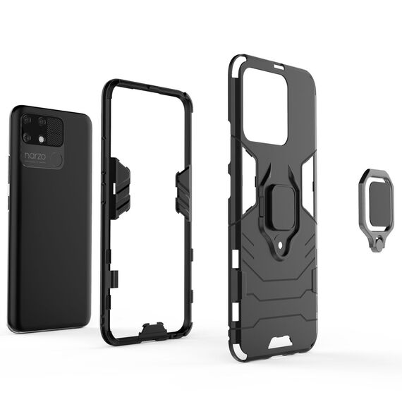 Ring Armor tough hybrid case cover + magnetic holder Realme Narzo 50A black | Techbox