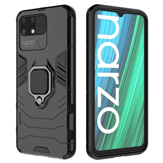 Ring Armor tough hybrid case cover + magnetic holder Realme Narzo 50A black | Techbox