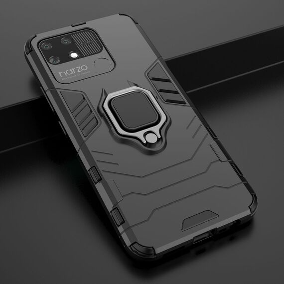 Ring Armor tough hybrid case cover + magnetic holder Realme Narzo 50A black | Techbox