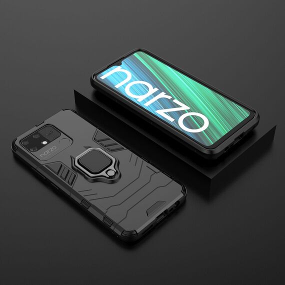 Ring Armor tough hybrid case cover + magnetic holder Realme Narzo 50A black | Techbox