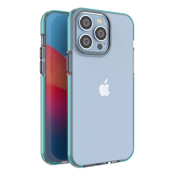 Spring Case for iPhone 14 Pro Max silicone cover with frame light blue | Techbox