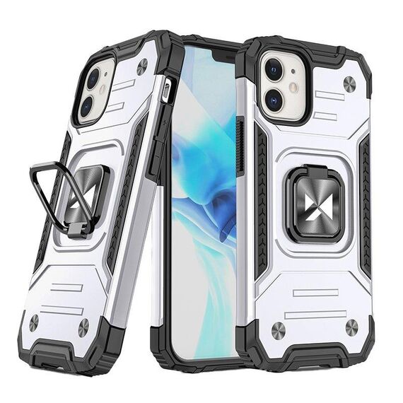 Wozinsky Ring Armor case for iPhone 14 armored cover magnetic holder ring silver | Techbox