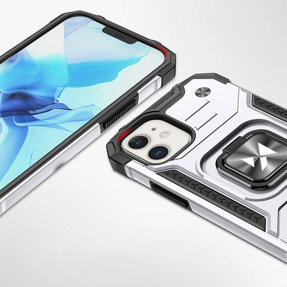 Wozinsky Ring Armor case for iPhone 14 armored cover magnetic holder ring silver | Techbox