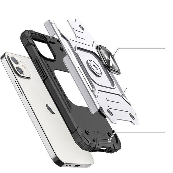 Wozinsky Ring Armor case for iPhone 14 armored cover magnetic holder ring silver | Techbox