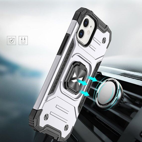 Wozinsky Ring Armor case for iPhone 14 armored cover magnetic holder ring silver | Techbox