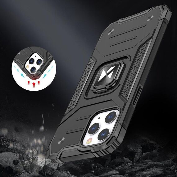 Wozinsky Ring Armor case for iPhone 14 Pro Max armored cover magnetic holder ring silver | Techbox
