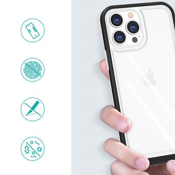 Clear 3in1 case for iPhone 14 Pro silicone cover with frame black - Apple Cases - Cases - Techbox