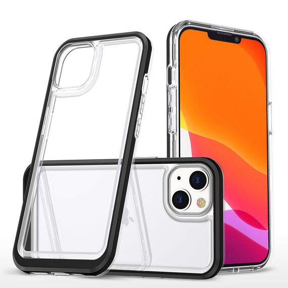 Clear 3in1 case for iPhone 14 silicone cover with frame black | Techbox