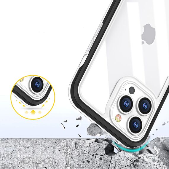 Clear 3in1 case for iPhone 14 silicone cover with frame black | Techbox