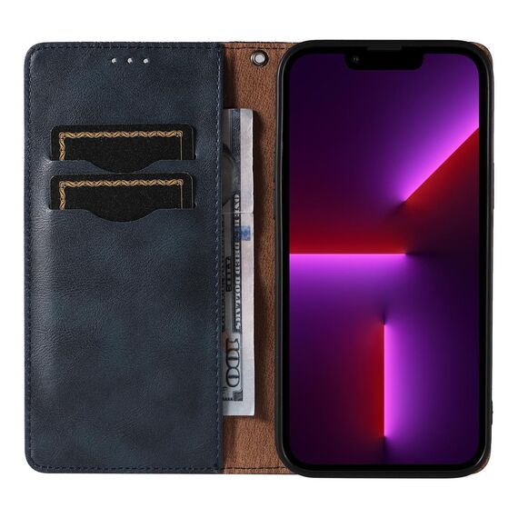 Magnet Strap Case Case for iPhone 14 Plus Flip Wallet Mini Lanyard Stand Blue | Techbox