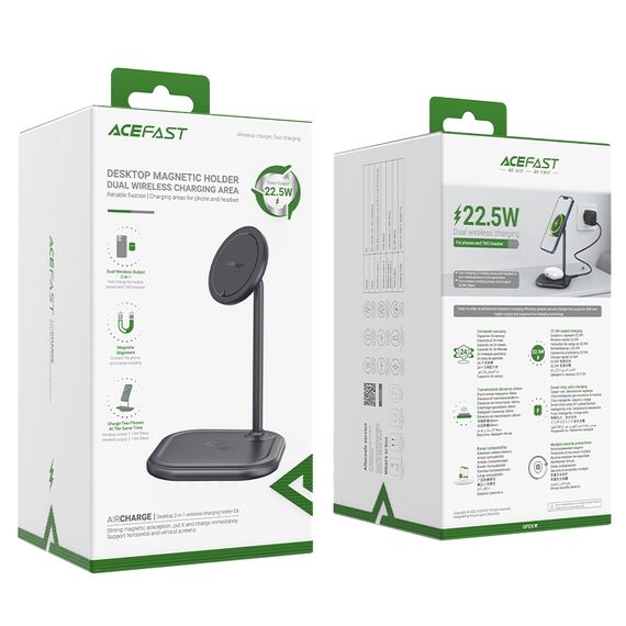 Acefast 15W Qi Wireless Charger for iPhone (with MagSafe) and Apple AirPods Stand Holder Magnetic Holder Gray (E6 gray) - Wireless Chargers - Smartphone Chargers - Techbox