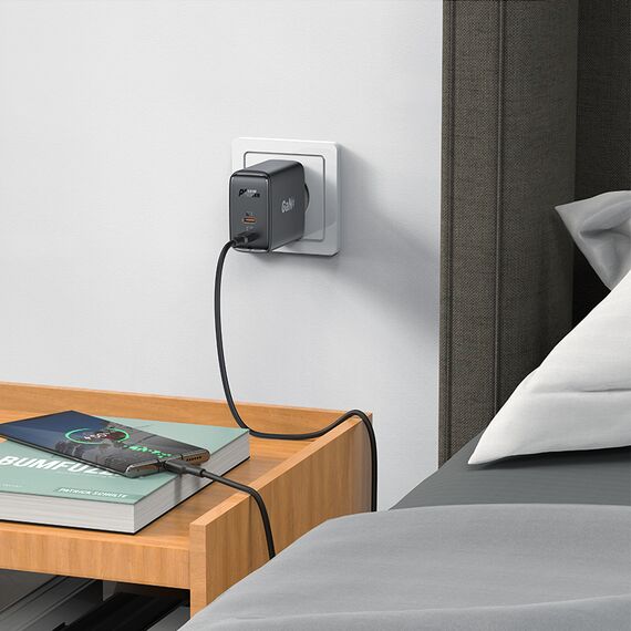 Acefast A29 PD50W GaN (USB-C + USB-C) dual port charger black - Travel Chargers - Smartphone Chargers - Techbox