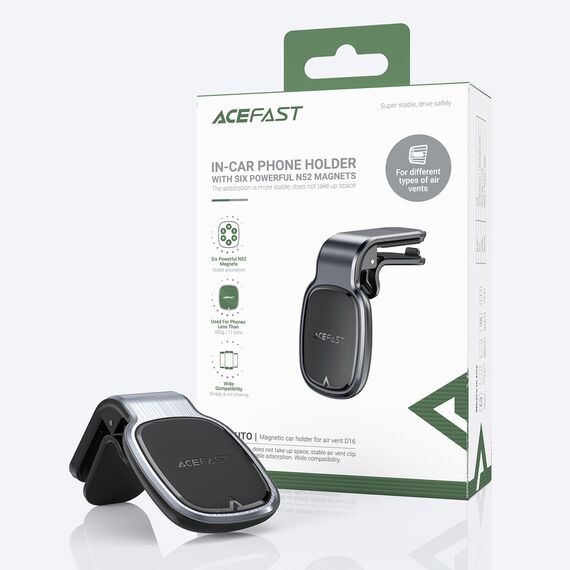 Acefast Magnetic Car Phone Holder for Ventilation Grille Gray (D16 gray) - Smartphone Holders - Smartphones - Techbox