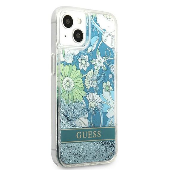 Guess GUHCP13SLFLSN iPhone 13 mini 5.4" green/green hardcase Flower Liquid Glitter | Techbox