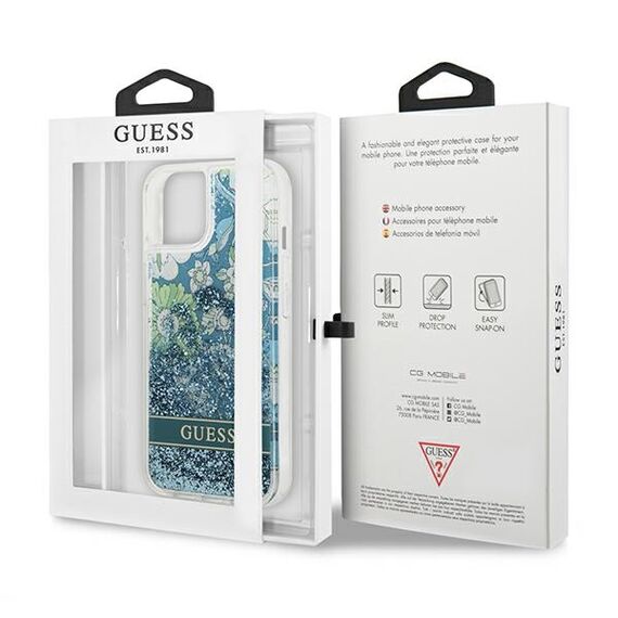 Guess GUHCP13SLFLSN iPhone 13 mini 5.4" green/green hardcase Flower Liquid Glitter | Techbox
