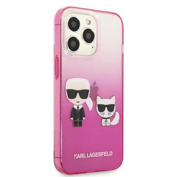 Karl Lagerfeld KLHCP13LTGKCP iPhone 13 Pro / 13 6,1" hardcase różowy/pink Gradient Ikonik Karl & Choupette | Techbox