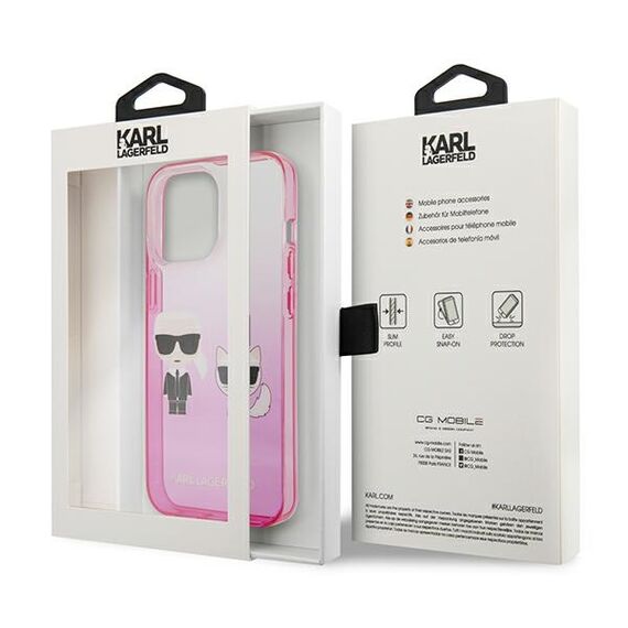 Karl Lagerfeld KLHCP13LTGKCP iPhone 13 Pro / 13 6,1" hardcase różowy/pink Gradient Ikonik Karl & Choupette | Techbox