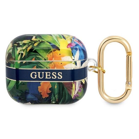 Guess GUA3HHFLB AirPods 3 cover blue/blue Flower Strap Collection | Techbox