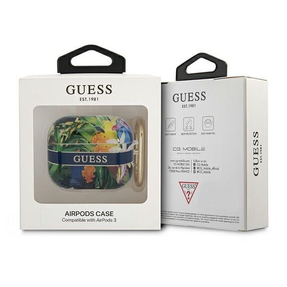 Guess GUA3HHFLB AirPods 3 cover blue/blue Flower Strap Collection | Techbox