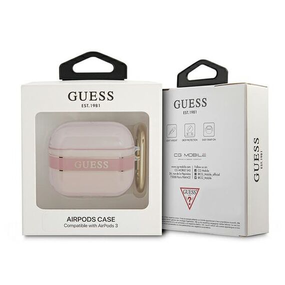 Guess GUA3HHTSP AirPods 3 cover pink/pink Strap Collection | Techbox