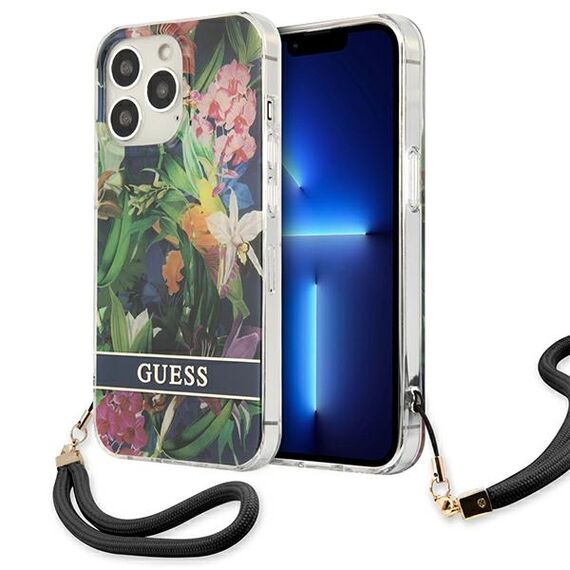 Guess GUHCP13LHFLSB iPhone 13 Pro / 13 6.1 "blue / blue hardcase Flower Strap - Apple Cases - Cases - Techbox
