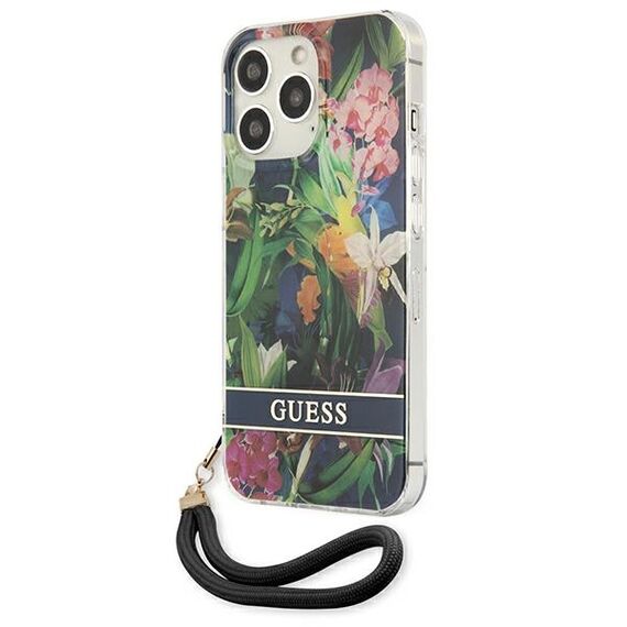 Guess GUHCP13LHFLSB iPhone 13 Pro / 13 6.1 "blue / blue hardcase Flower Strap - Apple Cases - Cases - Techbox