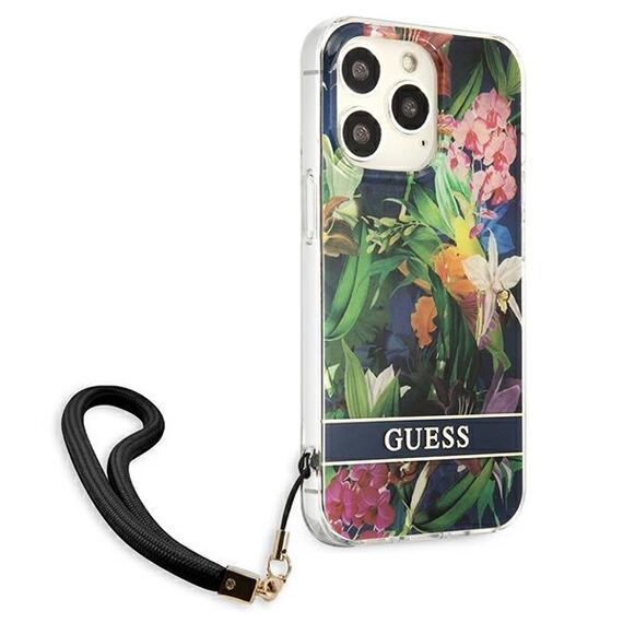 Guess GUHCP13LHFLSB iPhone 13 Pro / 13 6.1 "blue / blue hardcase Flower Strap - Apple Cases - Cases - Techbox