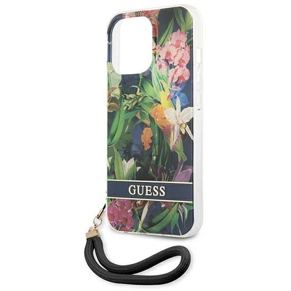 Guess GUHCP13LHFLSB iPhone 13 Pro / 13 6.1 "blue / blue hardcase Flower Strap - Apple Cases - Cases - Techbox
