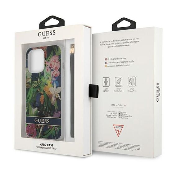 Guess GUHCP13LHFLSB iPhone 13 Pro / 13 6.1 "blue / blue hardcase Flower Strap - Apple Cases - Cases - Techbox