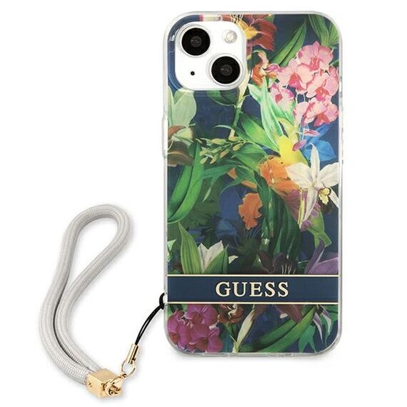 Guess GUHCP13SHFLSB iPhone 13 mini 5,4 "blue / blue hardcase Flower Strap - Apple Cases - Cases - Techbox