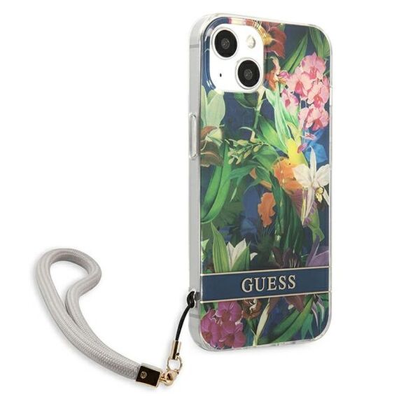 Guess GUHCP13SHFLSB iPhone 13 mini 5,4 "blue / blue hardcase Flower Strap - Apple Cases - Cases - Techbox