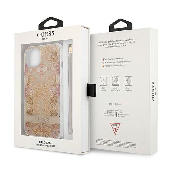Guess GUHCP13SHFLSD iPhone 13 mini 5.4" gold/gold hardcase Flower Strap | Techbox