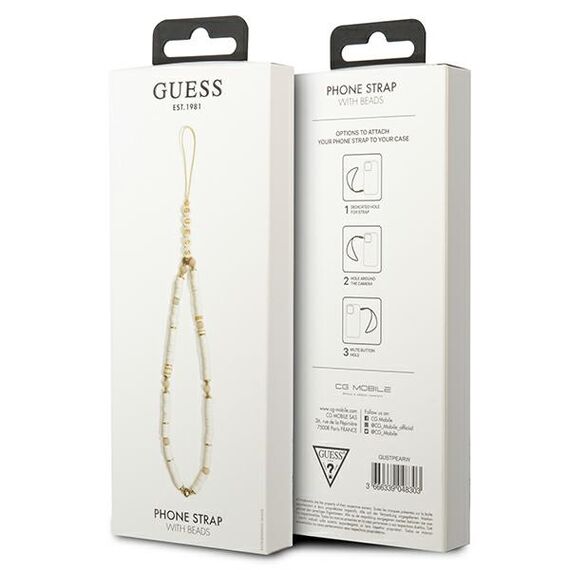 Guess pendant GUSTPEARW Phone Strap white Heishi Beads - Smartphone Accessories - Cables & Accessories - Techbox
