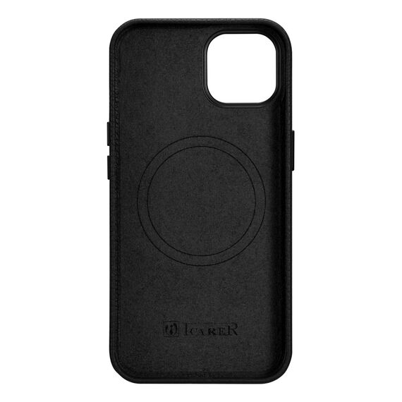 iCarer Litchi Premium Leather Case iPhone 14 Magnetic Leather Case with MagSafe Black (WMI14220709-BK) | Techbox