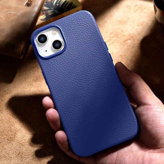 iCarer Litchi Premium Leather Case iPhone 14 Magnetic Leather Case with MagSafe Dark Blue (WMI14220709-DB) - Apple Cases - Cases - Techbox
