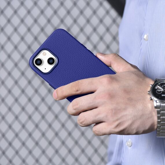 iCarer Litchi Premium Leather Case iPhone 14 Magnetic Leather Case with MagSafe Dark Blue (WMI14220709-DB) - Apple Cases - Cases - Techbox