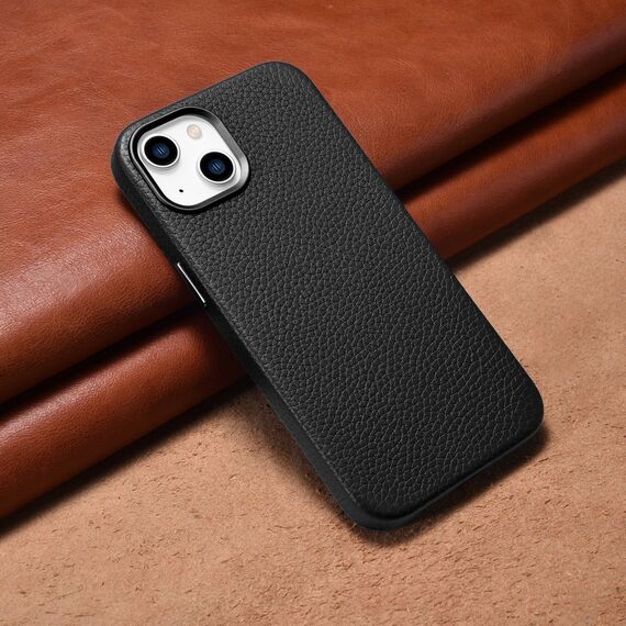 iCarer Litchi Premium Leather Case iPhone 14 Plus Magnetic Leather Case with MagSafe Black (WMI14220711-BK) - Apple Cases - Cases - Techbox