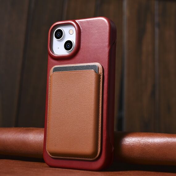iCarer CE Oil Wax Premium Leather Folio Case iPhone 14 Plus Magnetic Flip Leather Folio Case MagSafe Red (AKI14220707-RD) - Apple Cases - Cases - Techbox