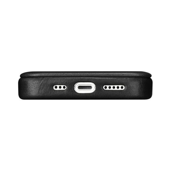 iCarer CE Oil Wax Premium Leather Folio Case Leather Case iPhone 14 Plus Magnetic Flip MagSafe Black (AKI14220707-BK) | Techbox