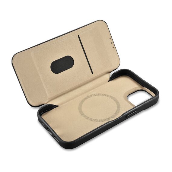 iCarer CE Oil Wax Premium Leather Folio Case Leather Case iPhone 14 Plus Magnetic Flip MagSafe Black (AKI14220707-BK) | Techbox
