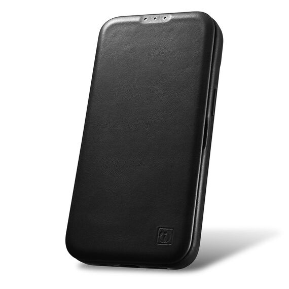 iCarer CE Oil Wax Premium Leather Folio Case Leather Case iPhone 14 Plus Magnetic Flip MagSafe Black (AKI14220707-BK) | Techbox