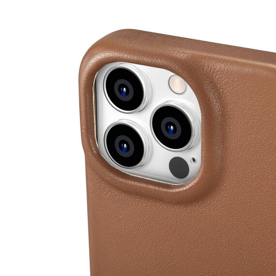 iCarer CE Premium Leather Folio Case iPhone 14 Pro Magnetic Flip Leather Folio Case MagSafe brown (WMI14220714-BN) - Apple Cases - Cases - Techbox