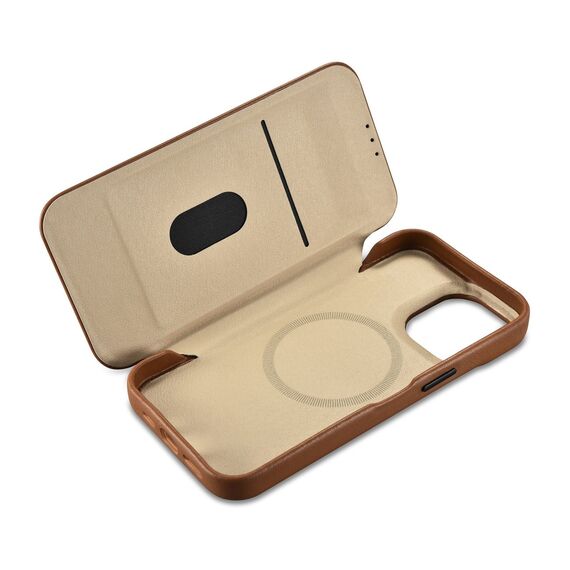 iCarer CE Premium Leather Folio Case iPhone 14 Pro Magnetic Flip Leather Folio Case MagSafe brown (WMI14220714-BN) - Apple Cases - Cases - Techbox