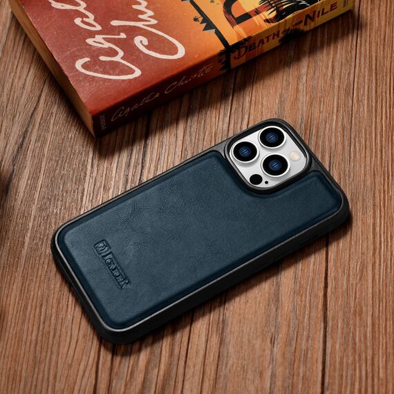 iCarer Leather Oil Wax case for iPhone 14 Pro Max leather case blue (WMI14220720-BU) | Techbox