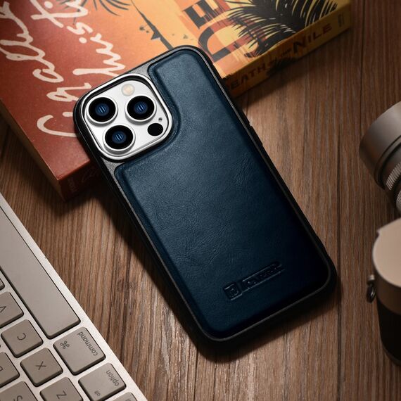 iCarer Leather Oil Wax case for iPhone 14 Pro Max leather case blue (WMI14220720-BU) | Techbox
