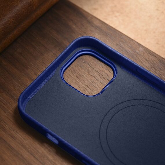 iCarer Litchi Premium Leather Case iPhone 14 Plus Magnetic Leather Case with MagSafe Dark Blue (WMI14220711-DB) | Techbox