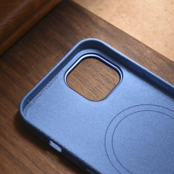 iCarer Litchi Premium Leather Case iPhone 14 Plus Magnetic Leather Case with MagSafe Light Blue (WMI14220711-LB) | Techbox