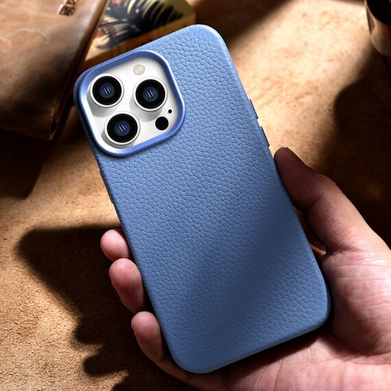 iCarer Litchi Premium Leather Case iPhone 14 Pro Max Magnetic Leather Case with MagSafe Light Blue (WMI14220712-LB) | Techbox
