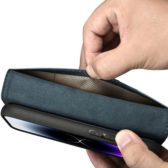 iCarer Oil Wax Wallet Case 2in1 Cover iPhone 14 Pro Max Leather Flip Cover Anti-RFID blue (WMI14220724-BU) - Apple Cases - Cases - Techbox