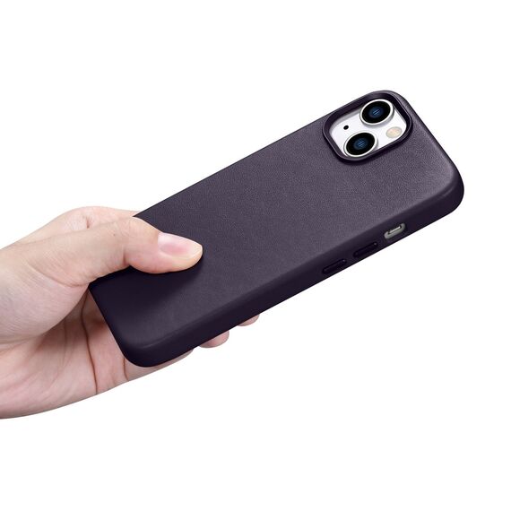 iCarer Case Leather Cover Case for iPhone 14 Plus Dark Purple (MagSafe Compatible) | Techbox